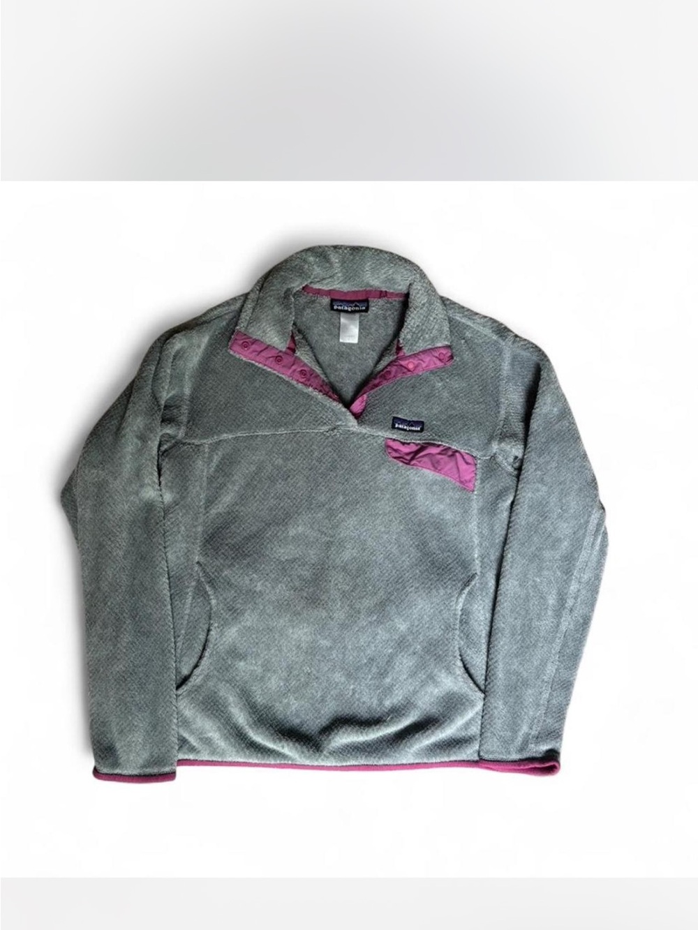 Patagonia Gray Fleece Pullover with Pink Accents